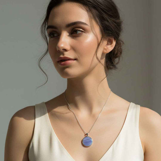 blue aura nfc crystal pendant – customizable digital talisman - Lyra