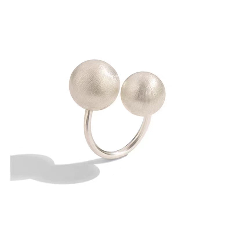 brushed metal sphere necklace set | minimalist long sweater chain & earrings with modern luxury design