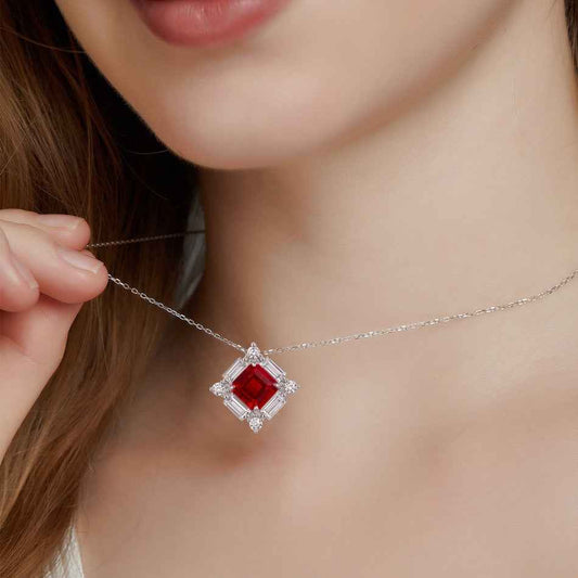 ruby geometric pendant | s925 sterling silver necklace - Lyra