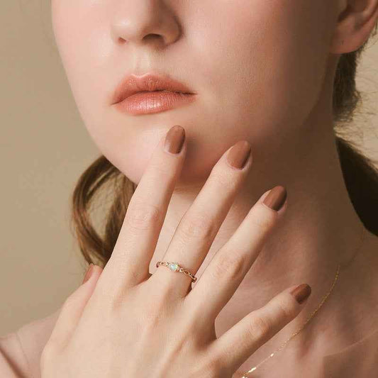 synthetic opal hollow ring | s925 sterling silver with gold plating - Lyra