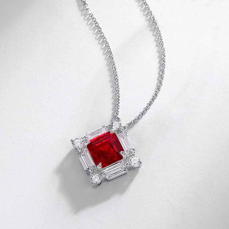 ruby geometric pendant | s925 sterling silver necklace - Lyra