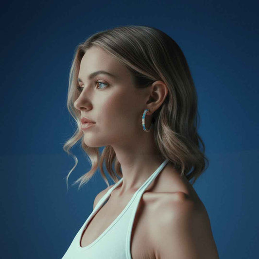 opal earrings - aurora halo - Lyra