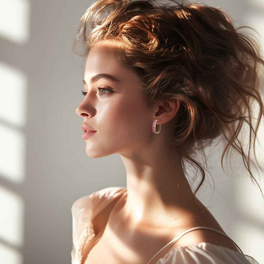 pink opal earrings - star arc - Lyra