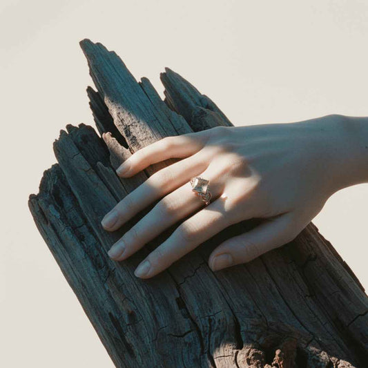 moss agate ring - inner flame - Lyra