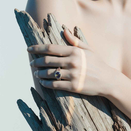 moss agate bridge ring - Lyra