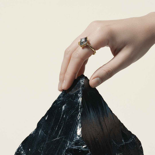 moss agate ring rhombus shield - Lyra