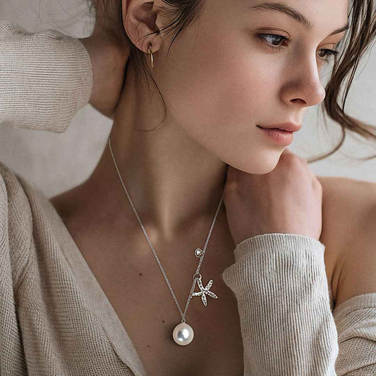 pearl necklace - starfish & shell - Lyra