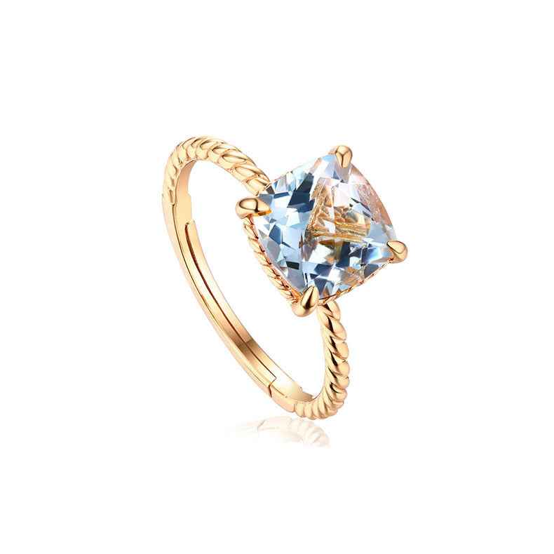 gemstone cushion cut ring | s925 sterling silver with natural gemstones - Lyra