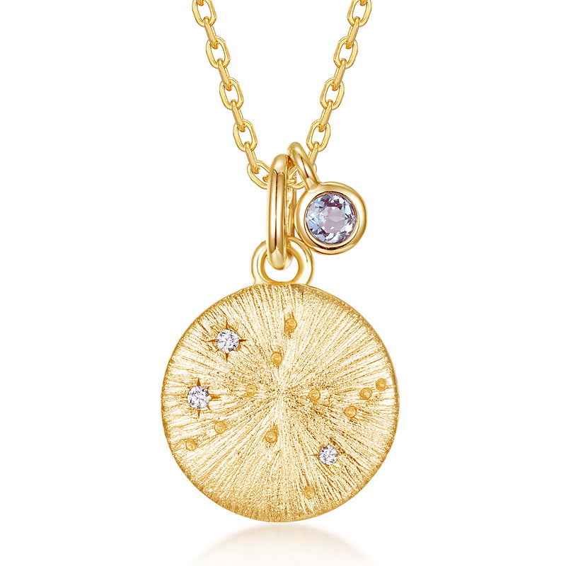 zodiac birthstone pendant necklace | s925 sterling silver with natural gemstones - Lyra