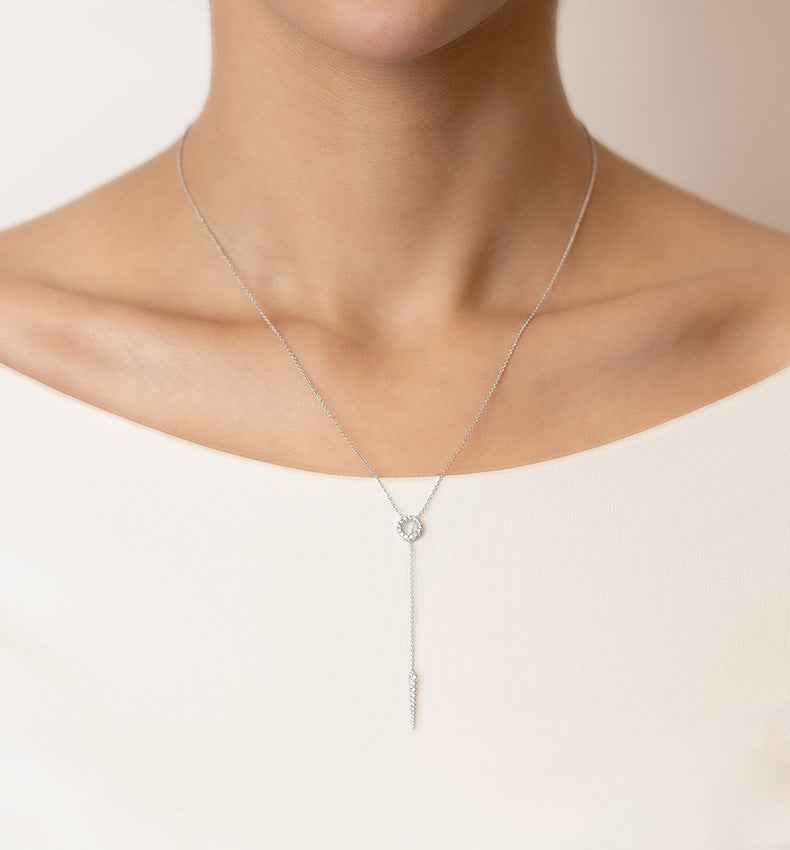 adjustable pavé diamond chain | s925 sterling silver necklace - Lyra