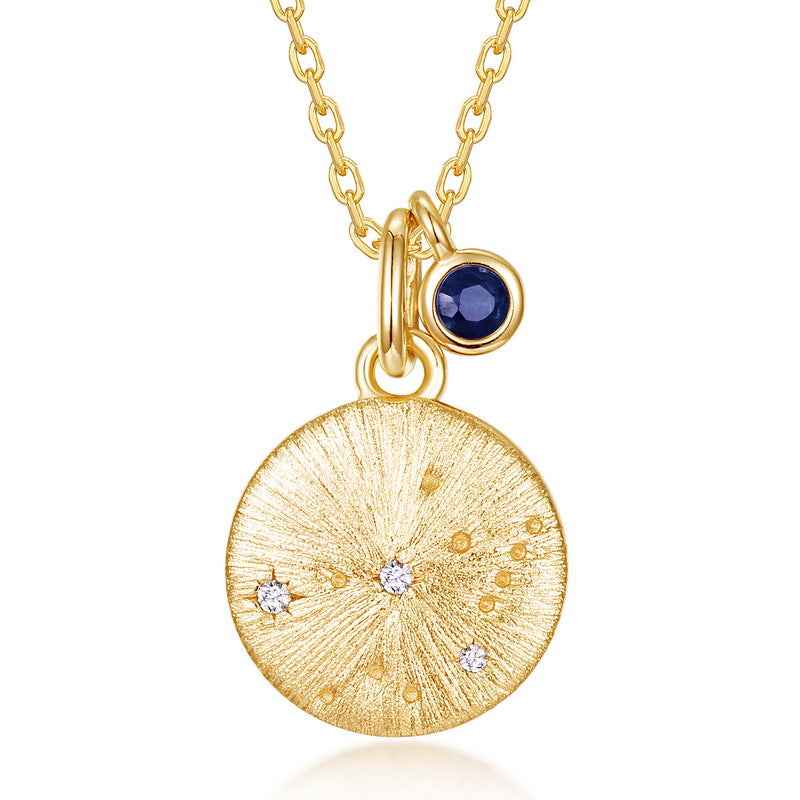 zodiac birthstone pendant necklace | s925 sterling silver with natural gemstones - Lyra