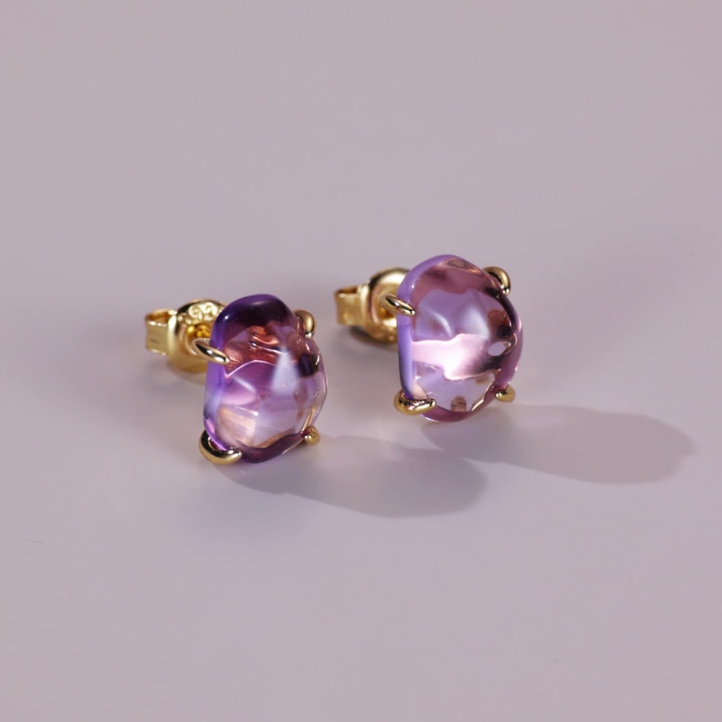 crystal four-prong stud earrings | s925 sterling silver with natural crystal - Lyra