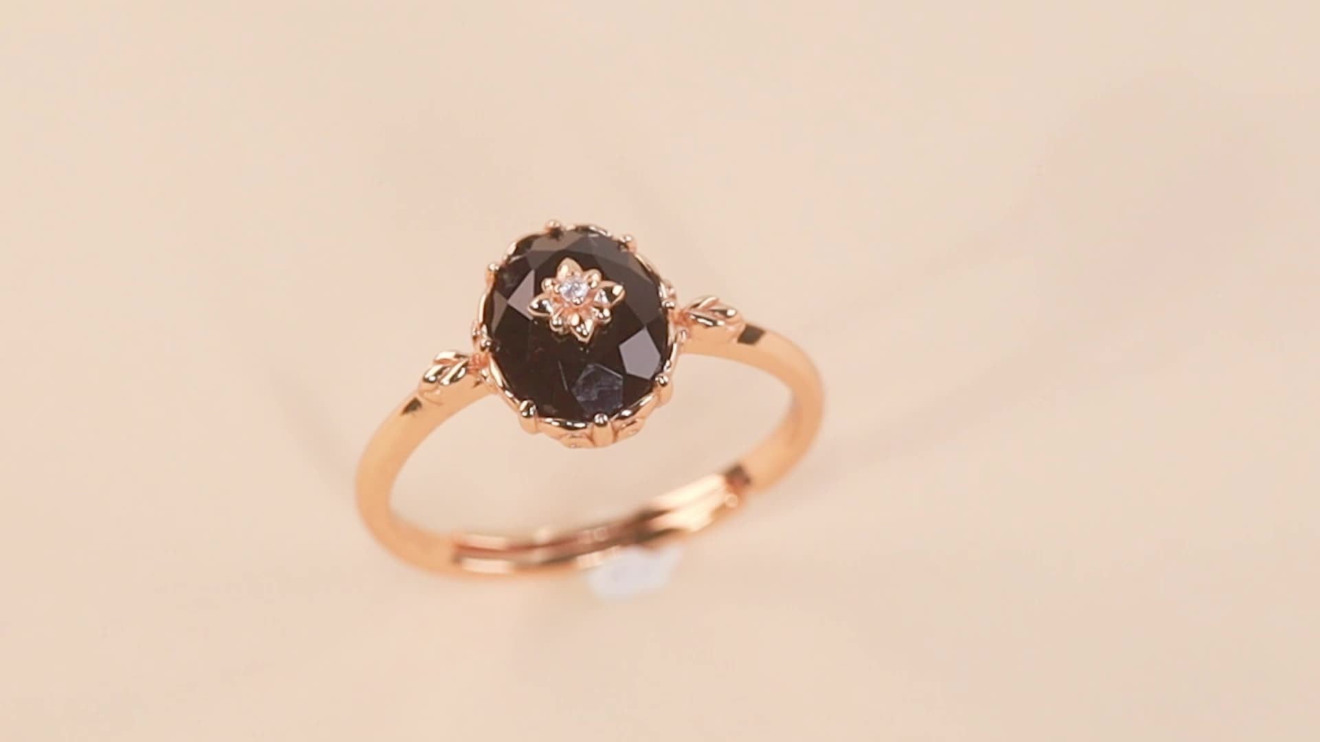 black onyx vintage pattern ring | s925 sterling silver with natural black onyx - Lyra