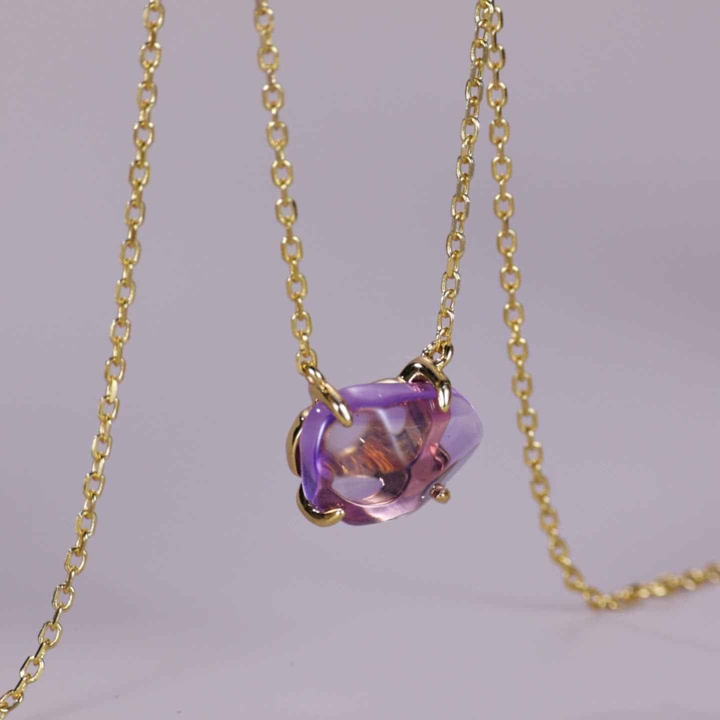 rose amethyst geometric pendant | s925 sterling silver with natural rose amethyst - Lyra