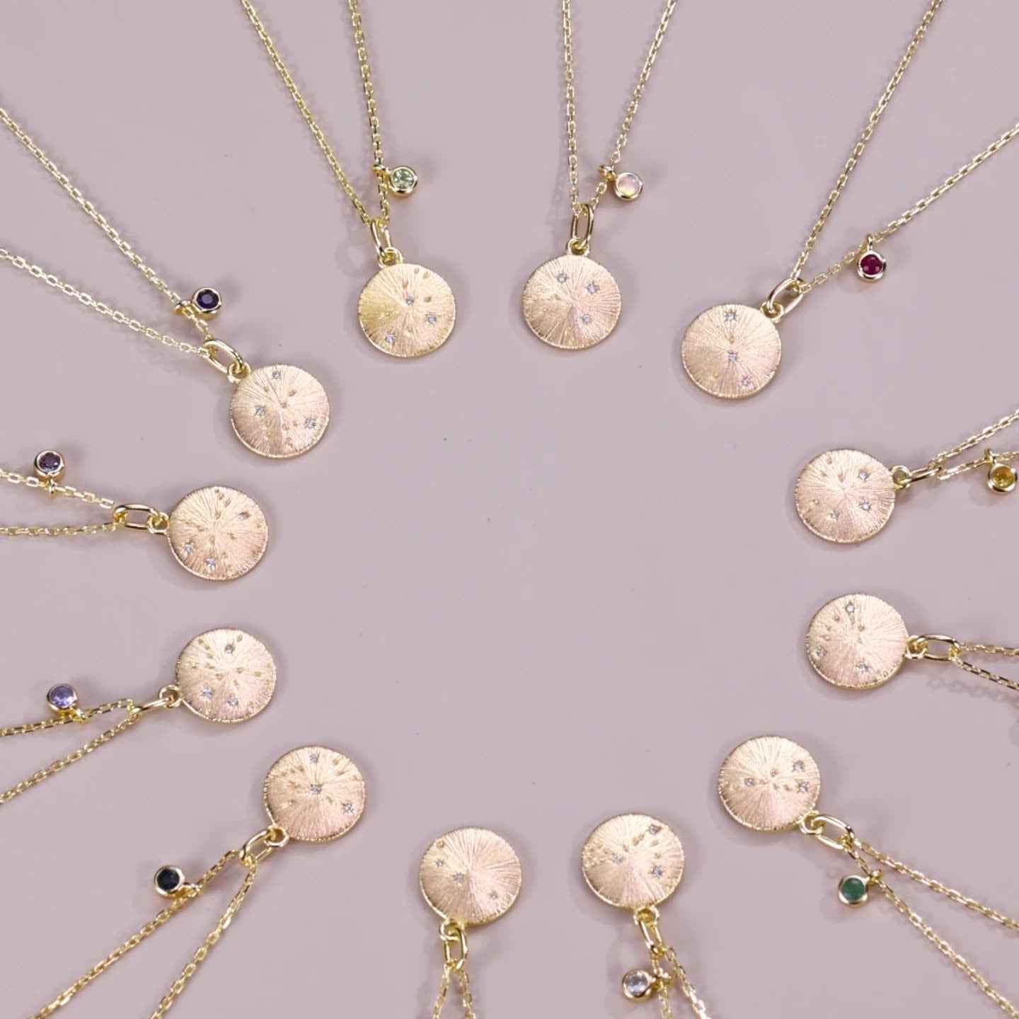 zodiac birthstone pendant necklace | s925 sterling silver with natural gemstones - Lyra