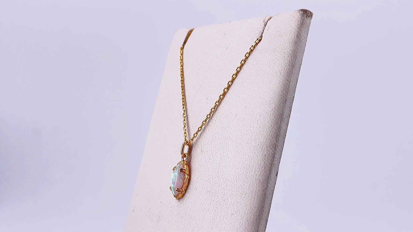 synthetic opal marquise pendant necklace | s925 sterling silver - Lyra