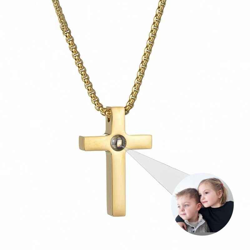 projection cross necklace | stainless steel “i love you” pendant in 100 languages - Lyra