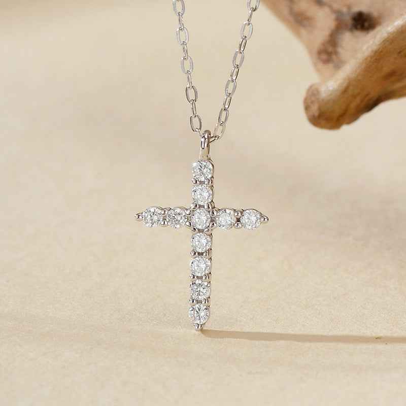 pavé cross pendant necklace | s925 sterling silver with cubic zirconia - Lyra
