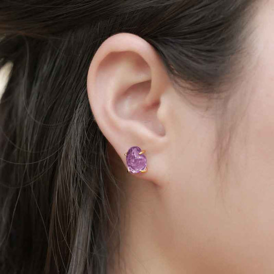 crystal four-prong stud earrings | s925 sterling silver with natural crystal - Lyra
