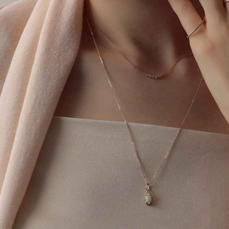 synthetic opal marquise pendant necklace | s925 sterling silver - Lyra