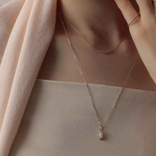 synthetic opal marquise pendant necklace | s925 sterling silver - Lyra