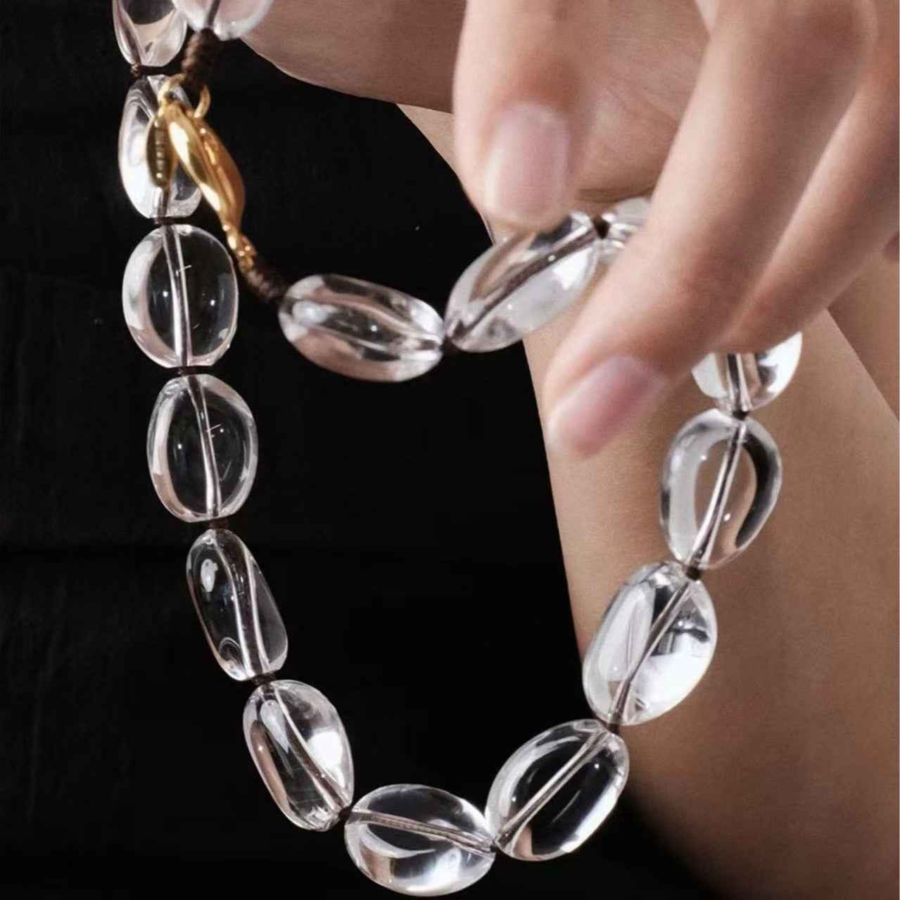 clear quartz statement necklace | bold transparent crystal jewelry set for women - Lyra