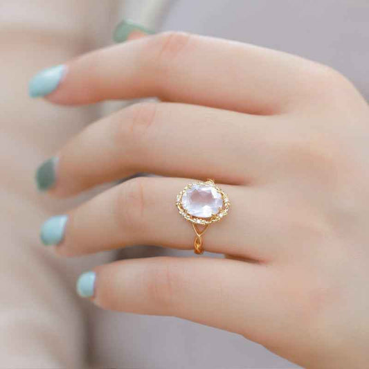 rose quartz carved bloom ring | s925 sterling silver with natural rose quartz - Lyra