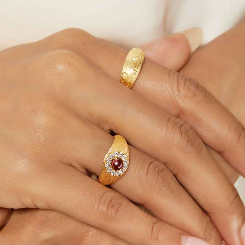 starlight brushed ring | s925 sterling silver with gold plating - Lyra