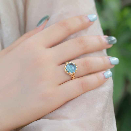 topaz golden light ring | s925 sterling silver with natural topaz - Lyra