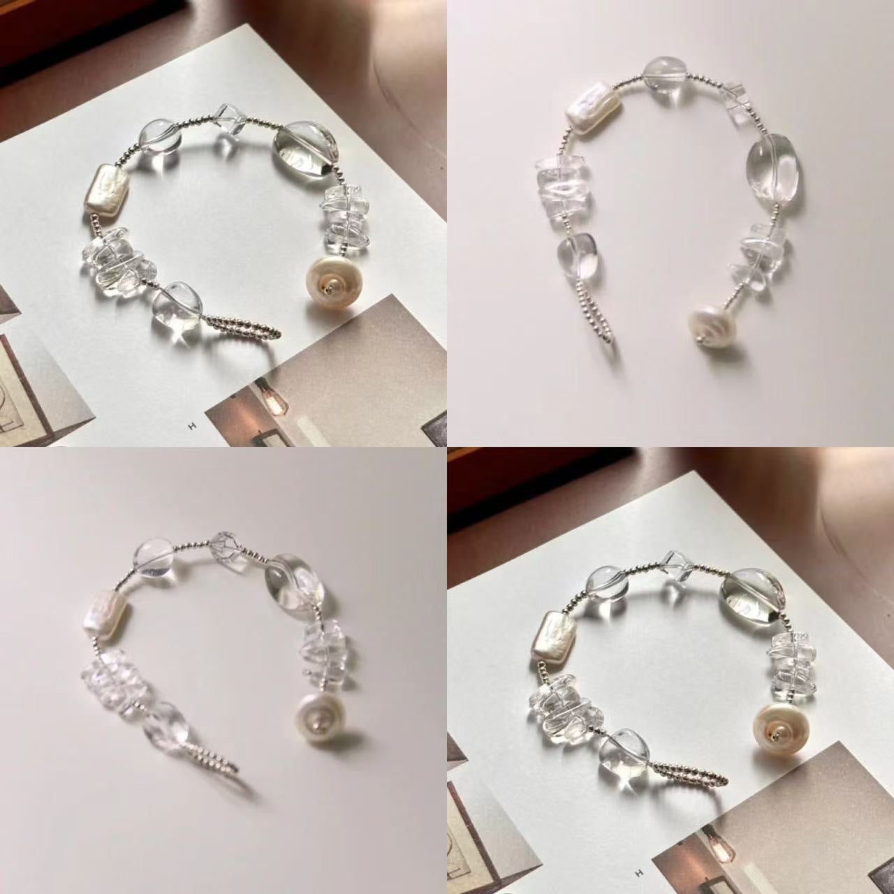 baroque clear beaded bracelet | minimalist transparent crystal jewelry