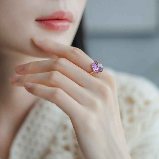 amethyst irregular flow ring | s925 sterling silver with natural amethyst - Lyra