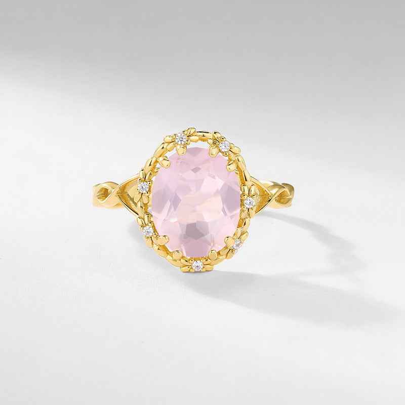 rose quartz carved bloom ring | s925 sterling silver with natural rose quartz - Lyra