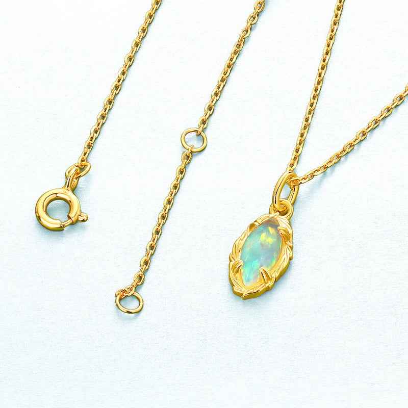 synthetic opal marquise pendant necklace | s925 sterling silver - Lyra
