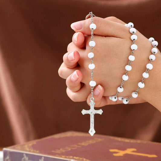 aromatic wooden rosary necklace | handmade cross pendant unisex design - Lyra