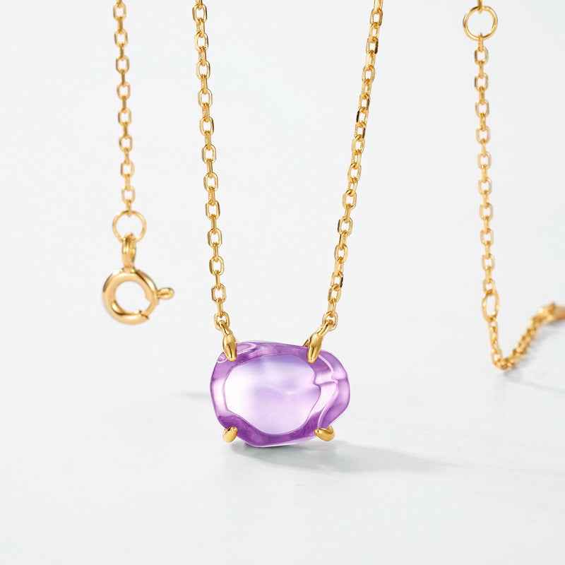rose amethyst geometric pendant | s925 sterling silver with natural rose amethyst - Lyra