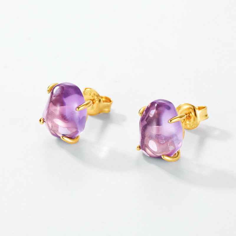 crystal four-prong stud earrings | s925 sterling silver with natural crystal - Lyra