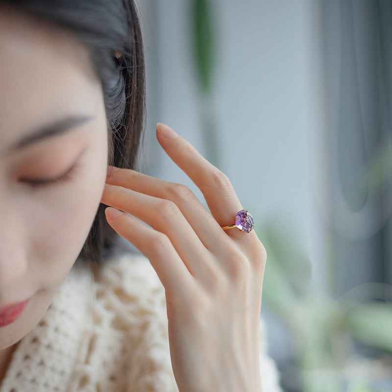 amethyst irregular flow ring | s925 sterling silver with natural amethyst - Lyra