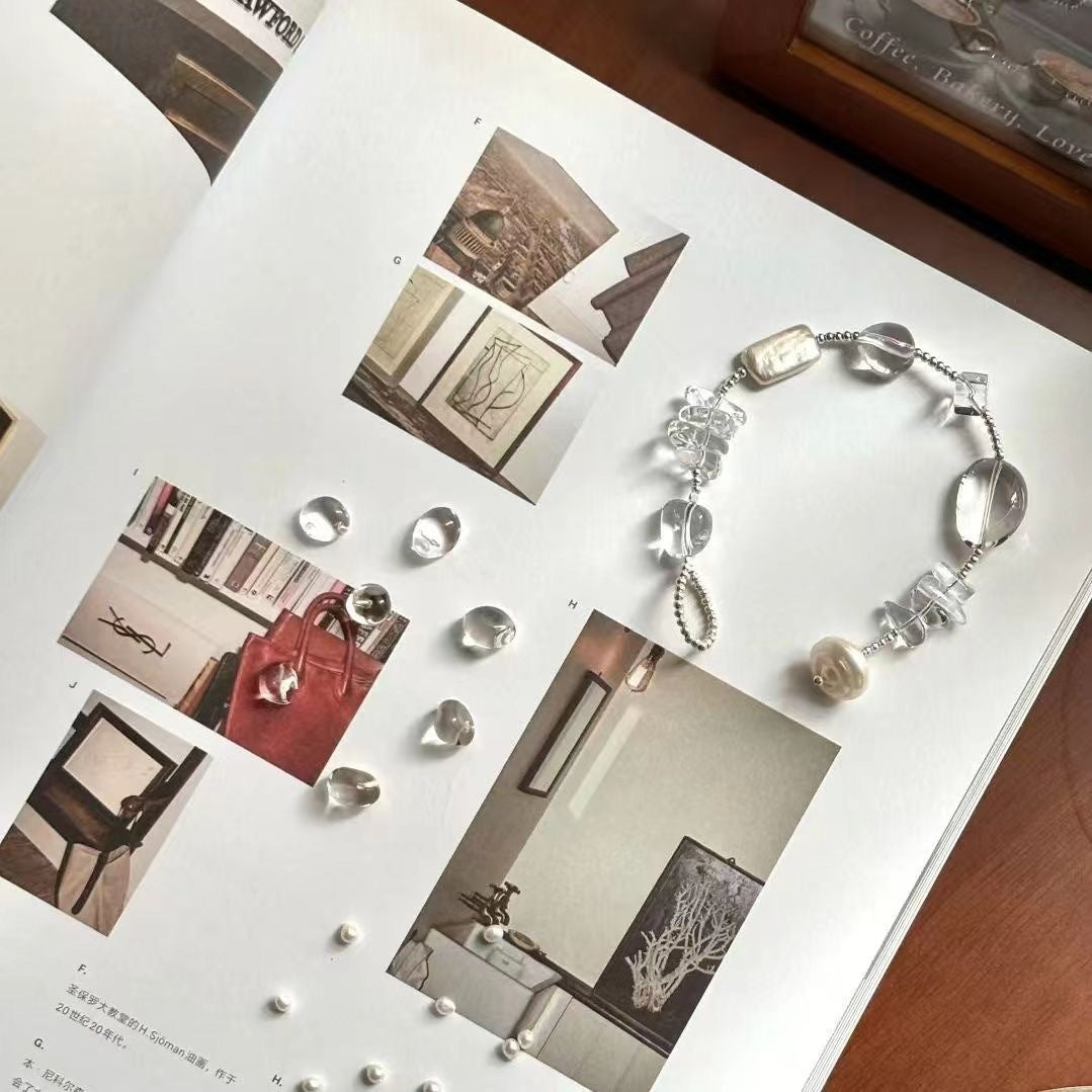 baroque clear beaded bracelet | minimalist transparent crystal jewelry