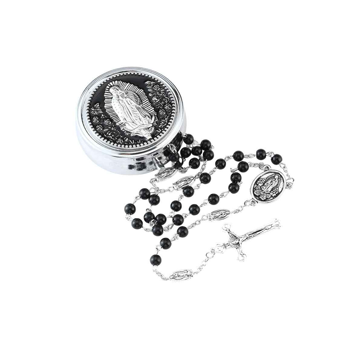 pearl rosary cross necklace | long beaded s925-plated chain - Lyra