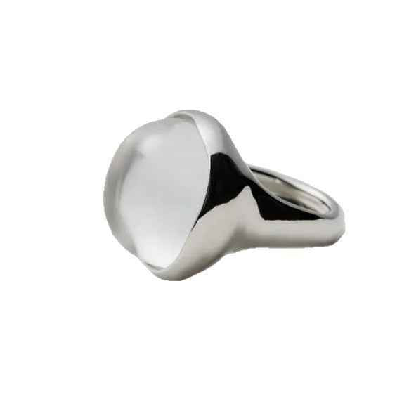 square clear quartz ring | minimalist crystal jewelry in s925 sterling silver - Lyra