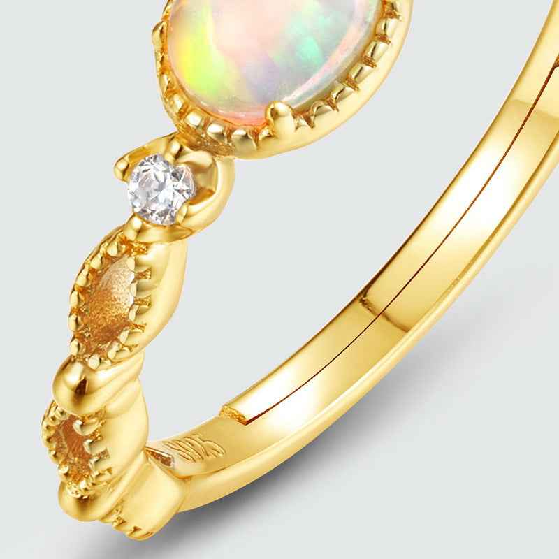 synthetic opal hollow ring | s925 sterling silver with gold plating - Lyra