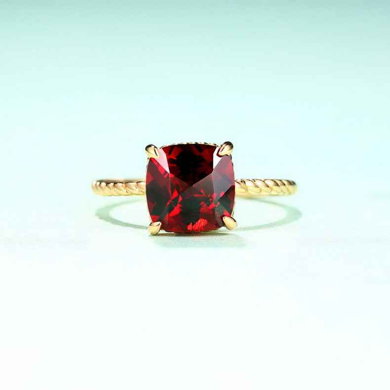 gemstone cushion cut ring | s925 sterling silver with natural gemstones - Lyra