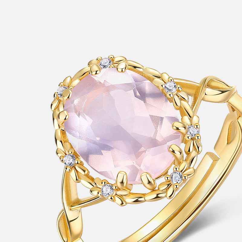rose quartz carved bloom ring | s925 sterling silver with natural rose quartz - Lyra