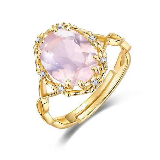 rose quartz carved bloom ring | s925 sterling silver with natural rose quartz - Lyra
