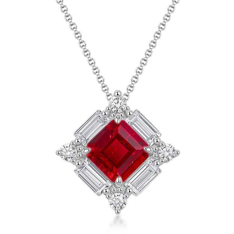 ruby geometric pendant | s925 sterling silver necklace - Lyra