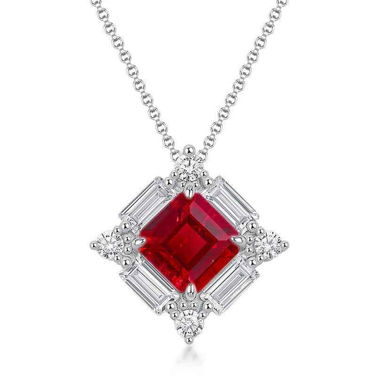 ruby geometric pendant | s925 sterling silver necklace - Lyra