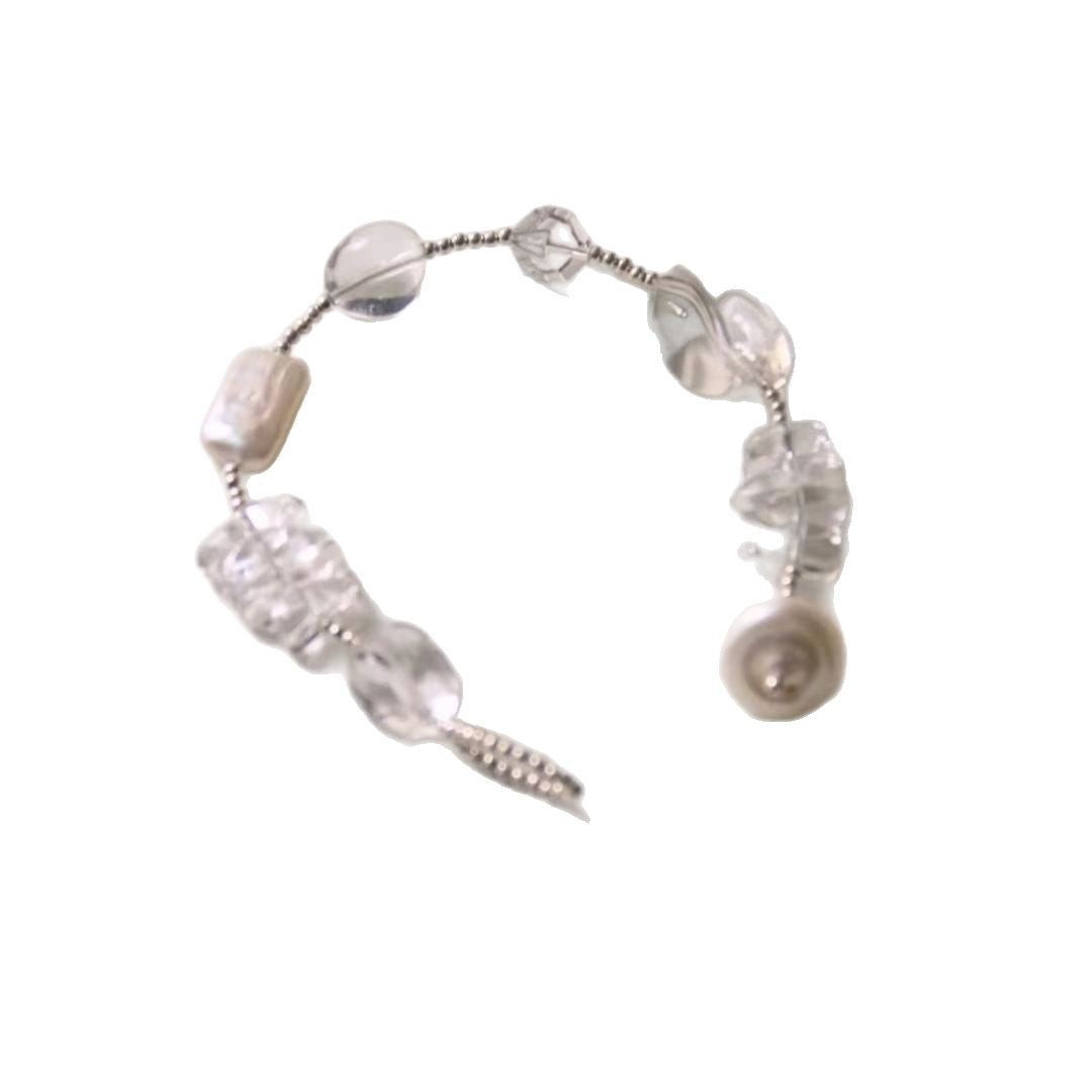 baroque clear beaded bracelet | minimalist transparent crystal jewelry