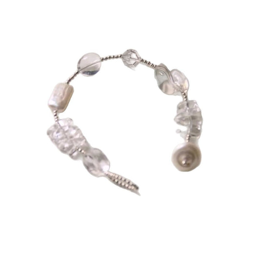 baroque clear beaded bracelet | minimalist transparent crystal jewelry