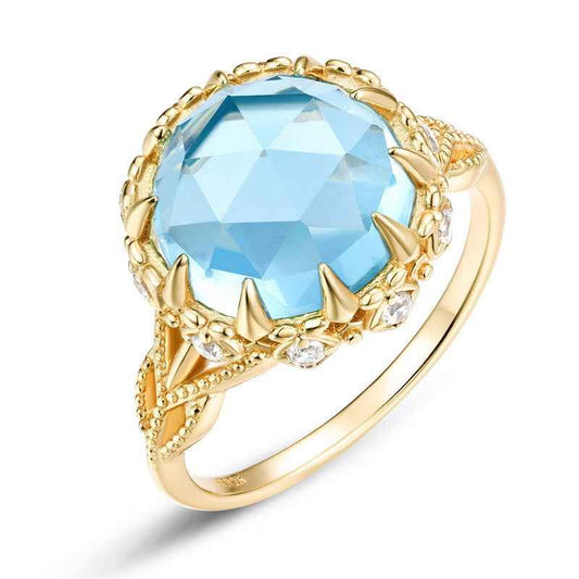 topaz golden light ring | s925 sterling silver with natural topaz - Lyra