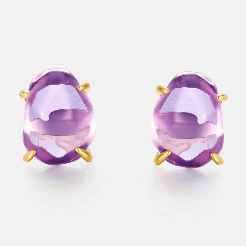 crystal four-prong stud earrings | s925 sterling silver with natural crystal - Lyra